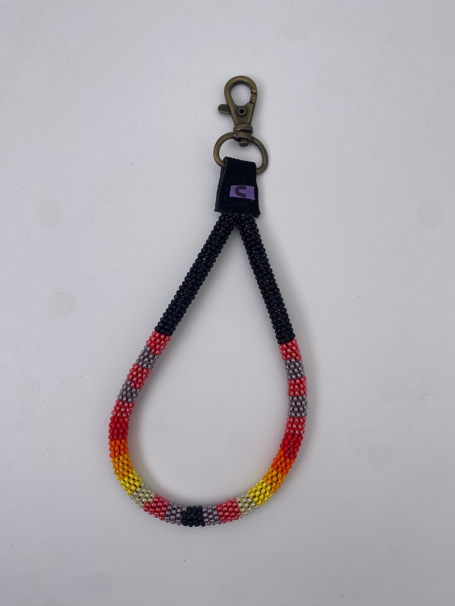 Porte-clefs en perles et cuir fait main-artisanal