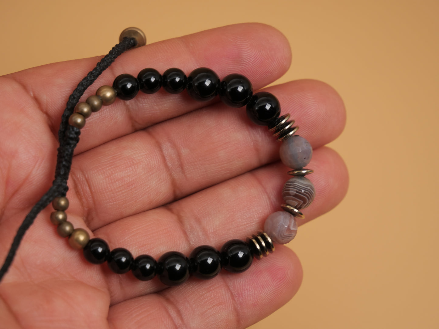 Bracelet Onix et Agate Botswana à Facettes