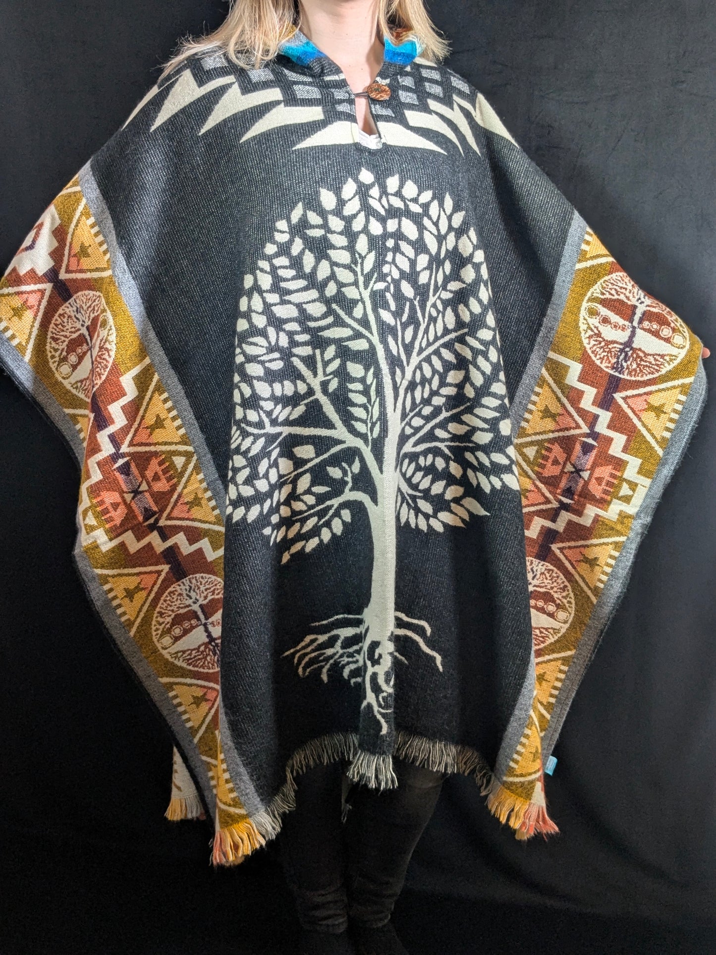 PONCHO ARBRE DE VIE ETHNIQUE
