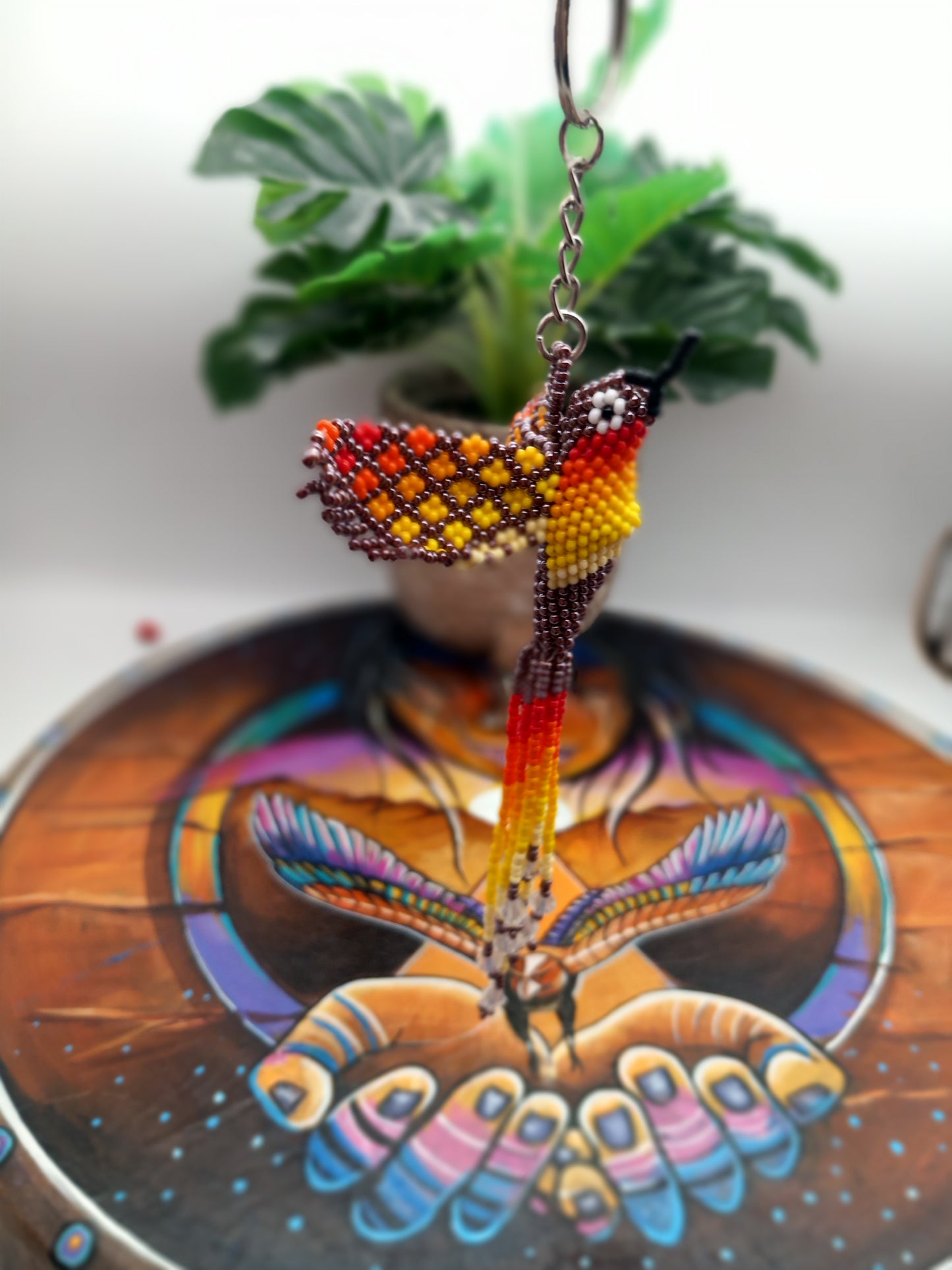 Colibri perlé / porte-clés ou ornement perlé à la main