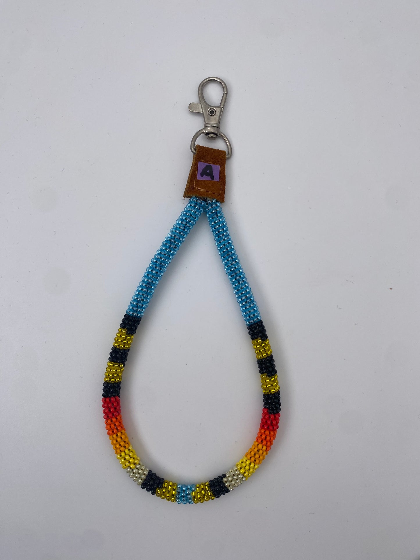 Porte-clefs en perles et cuir fait main-artisanal