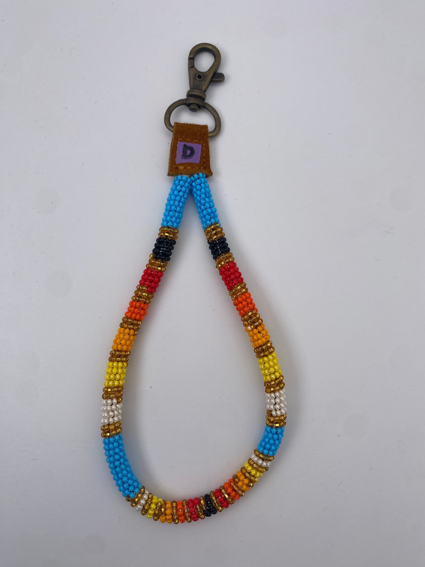 Porte-clefs en perles et cuir fait main-artisanal