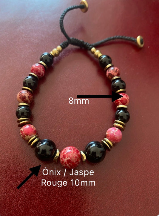 Bracelet Jaspe Rouge et Onix