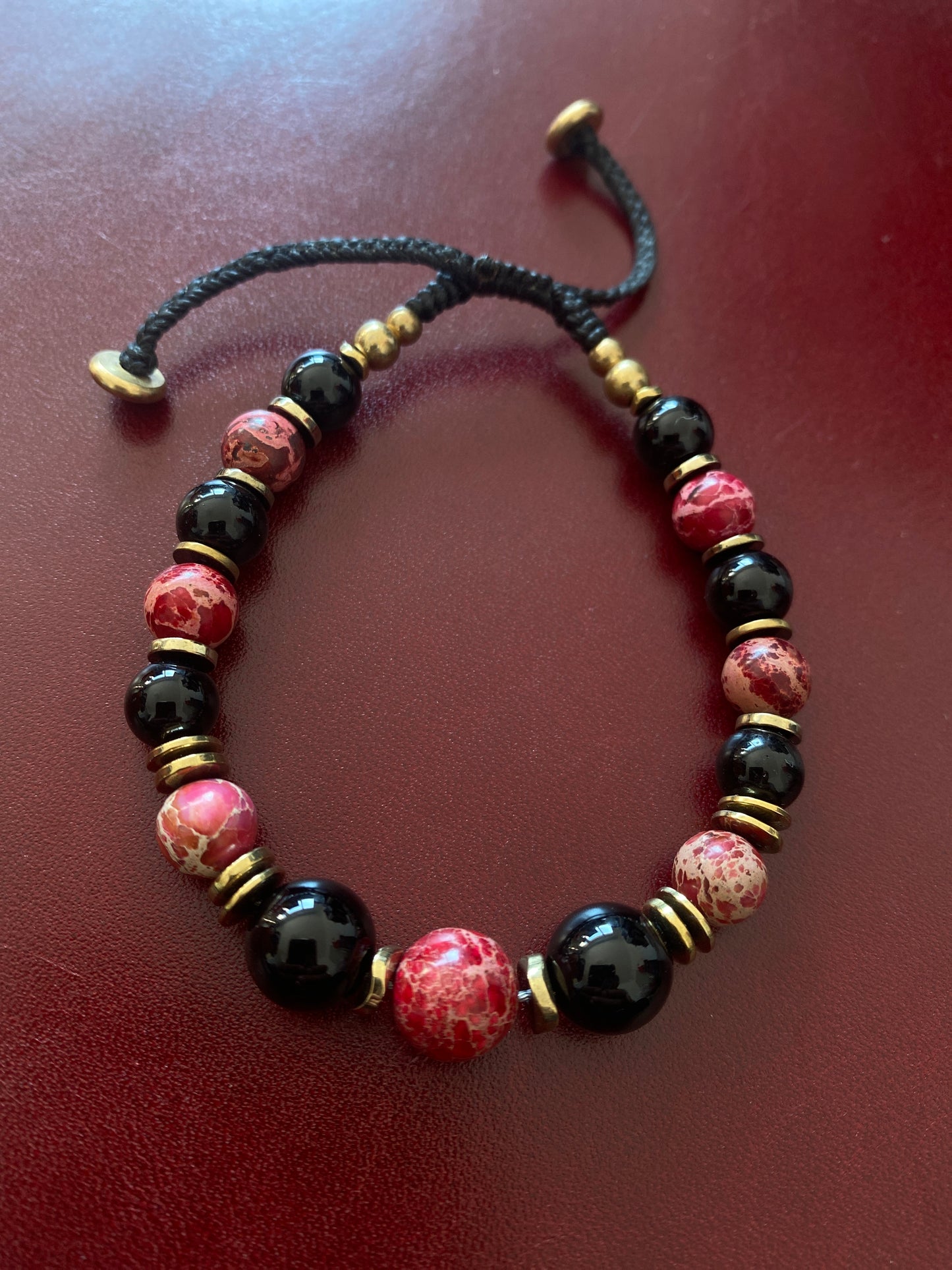 Bracelet Jaspe Rouge et Onix