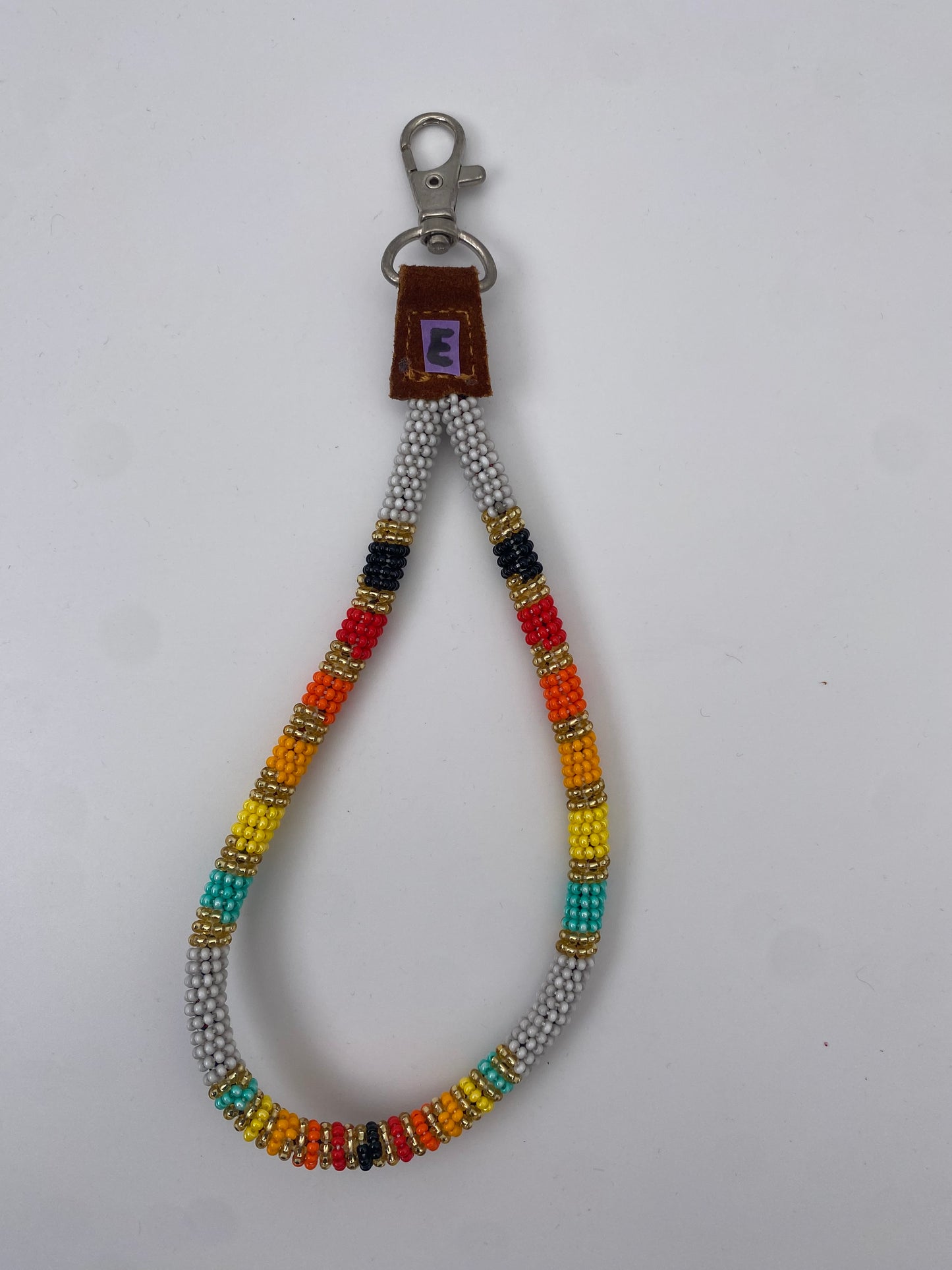 Porte-clefs en perles et cuir fait main-artisanal