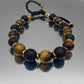 Bracelet Oeil de Tigre-Pierre de Lave hématite Doré