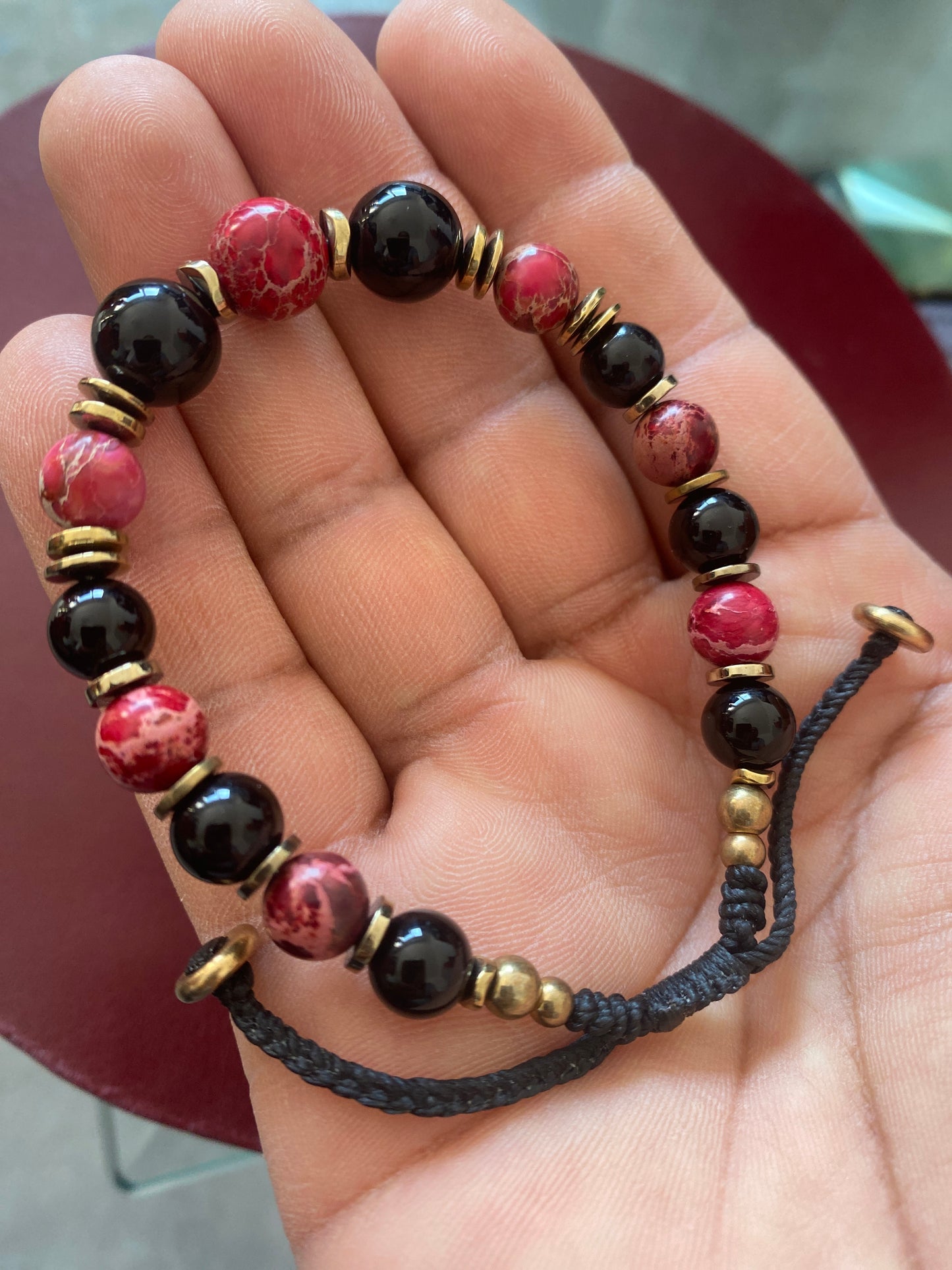 Bracelet Jaspe Rouge et Onix