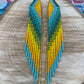 Boucle d'Oreille Perle De Rocaille Longue Dégradé Turquoise Orange Jaune