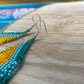 Boucle d'Oreille Perle De Rocaille Longue Dégradé Turquoise Orange Jaune