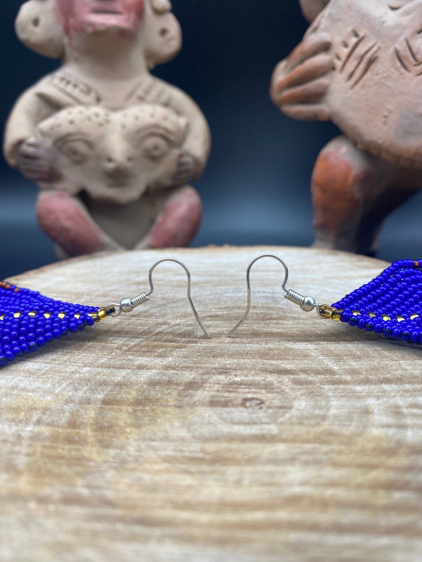 Boucle d'Oreille Perle De Rocaille Bleu Corail Rose