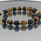 Bracelet Oeil de Tigre-Pierre de Lave hématite Doré