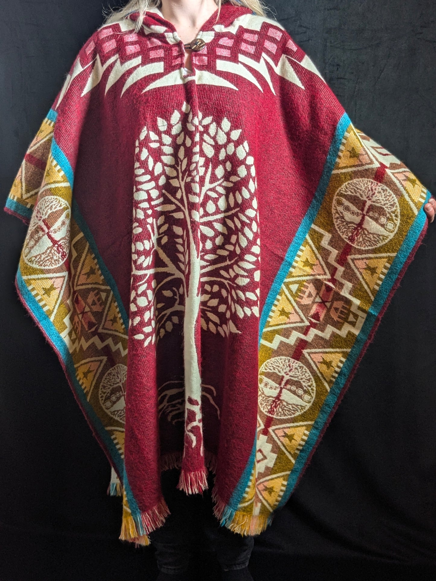 PONCHO ARBRE DE VIE ETHNIQUE