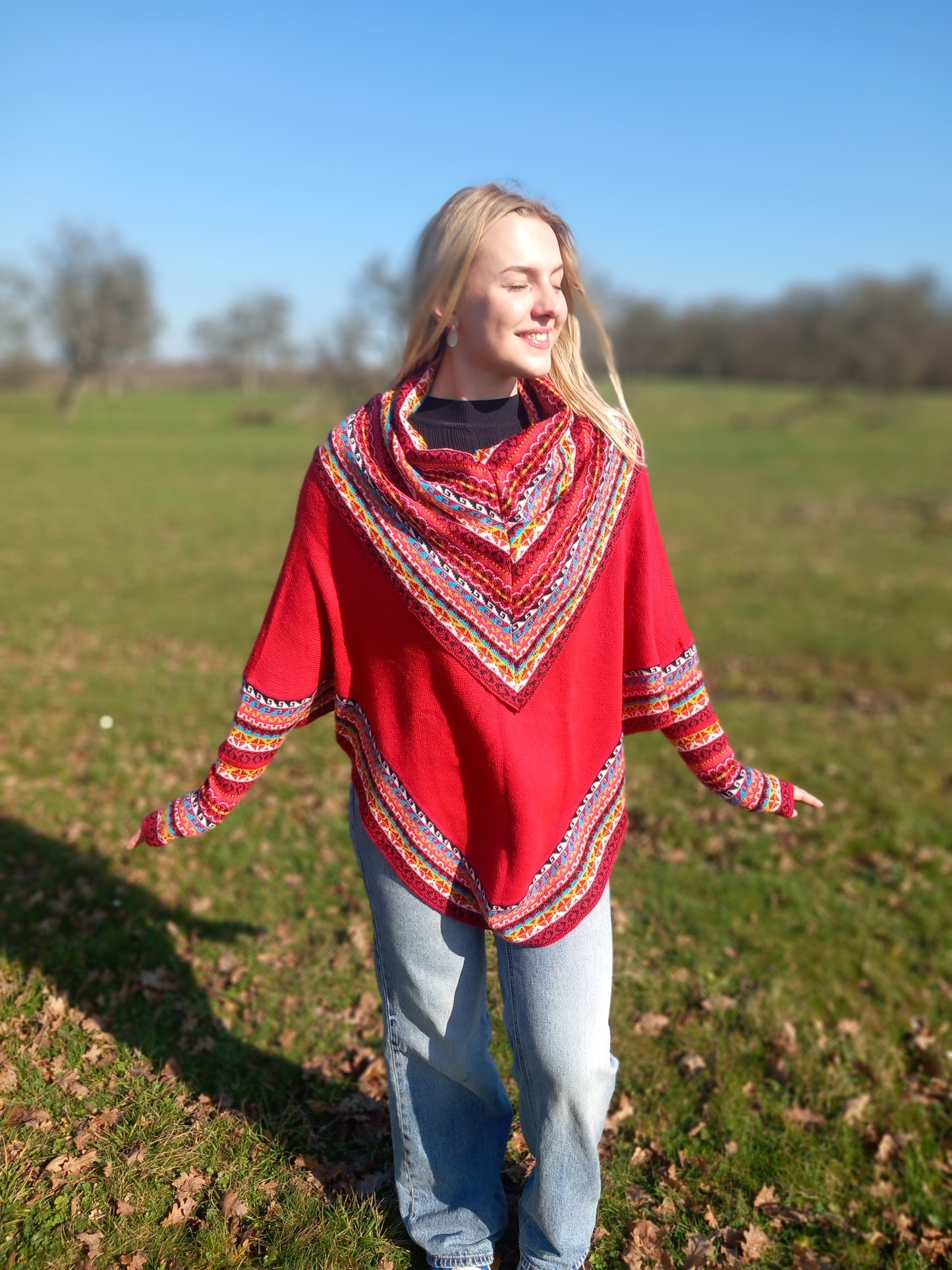 Poncho en Alpaga avec Manches