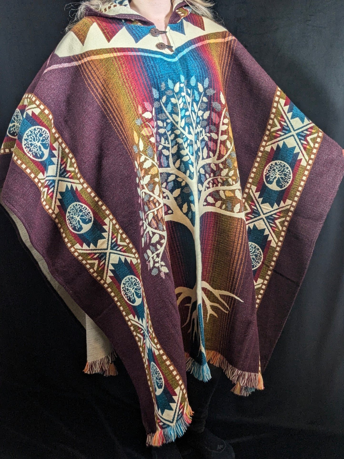 PONCHO ARBRE DE VIE ETHNIQUE