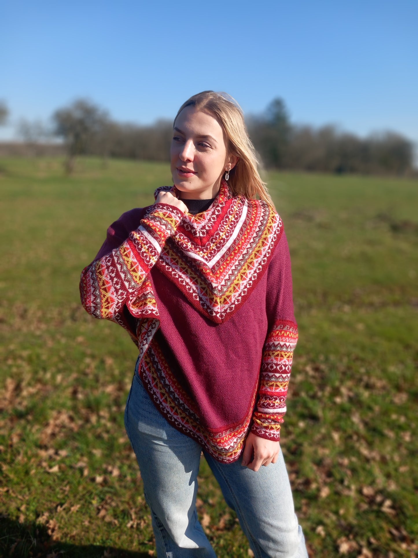 Poncho en Alpaga avec Manches