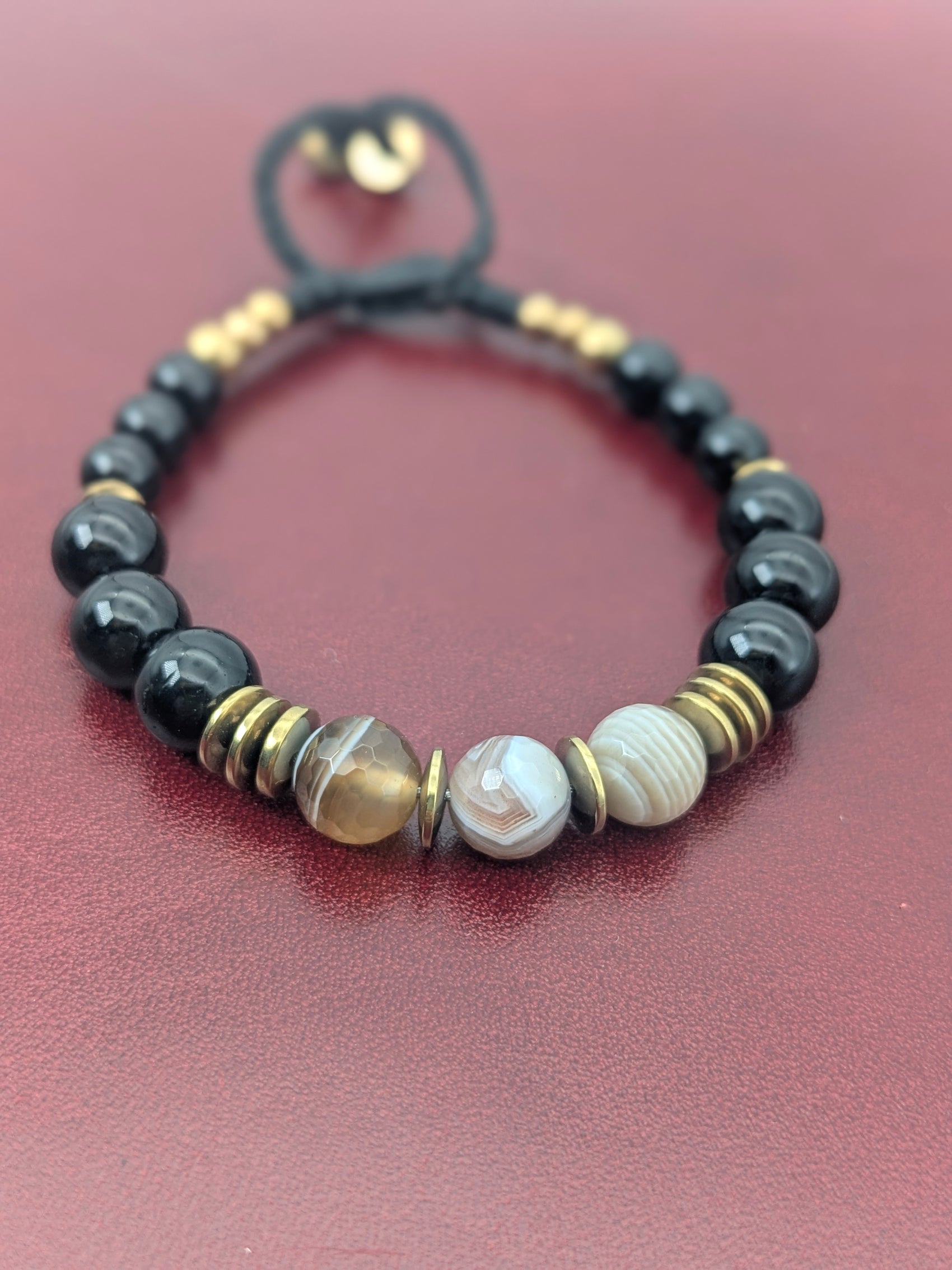 Bracelet Onix et Agate Botswana à Facettes