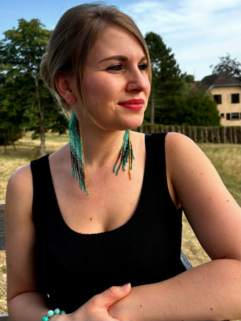 Boucle d'Oreille Dégradé en perle de rocaille - Made in Ecuador