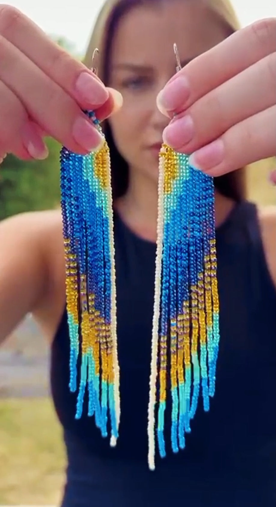 Boucle d'Oreille Dégradé en perle de rocaille - Made in Ecuador