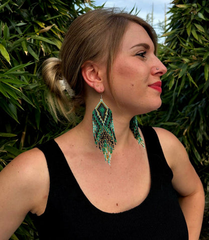 Boucle d'Oreille en perle de rocaille - modèle ethnique - Made in Ecuador
