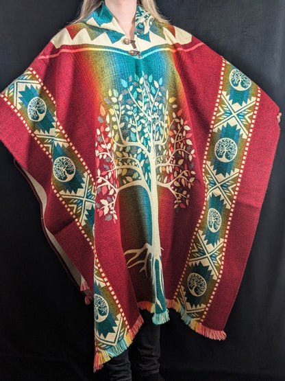 PONCHO ARBRE DE VIE ETHNIQUE