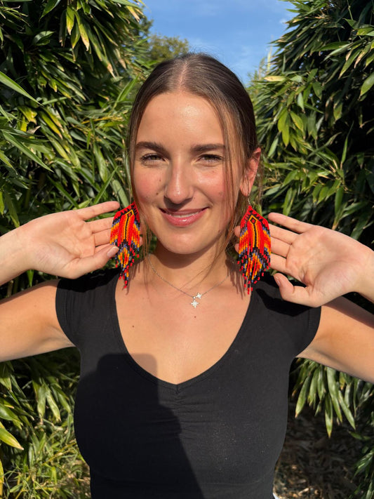 Boucle d'Oreille en perle de rocaille - modèle ethnique - Made in Ecuador