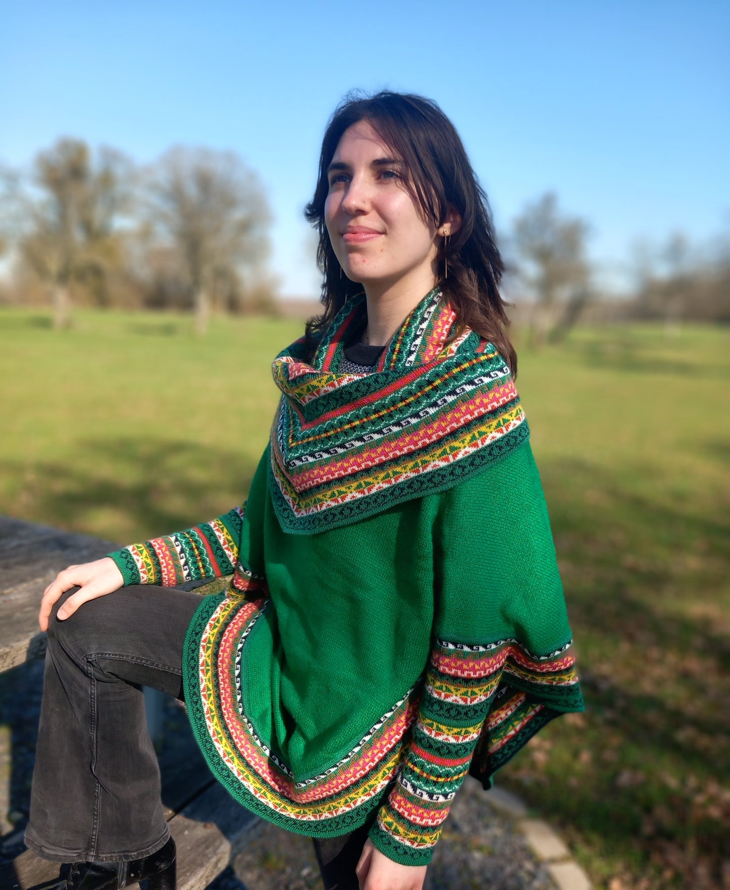 Poncho en Alpaga avec Manches