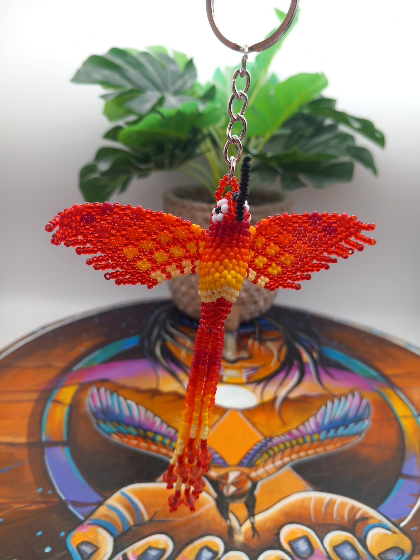 Colibri perlé / porte-clés ou ornement perlé à la main
