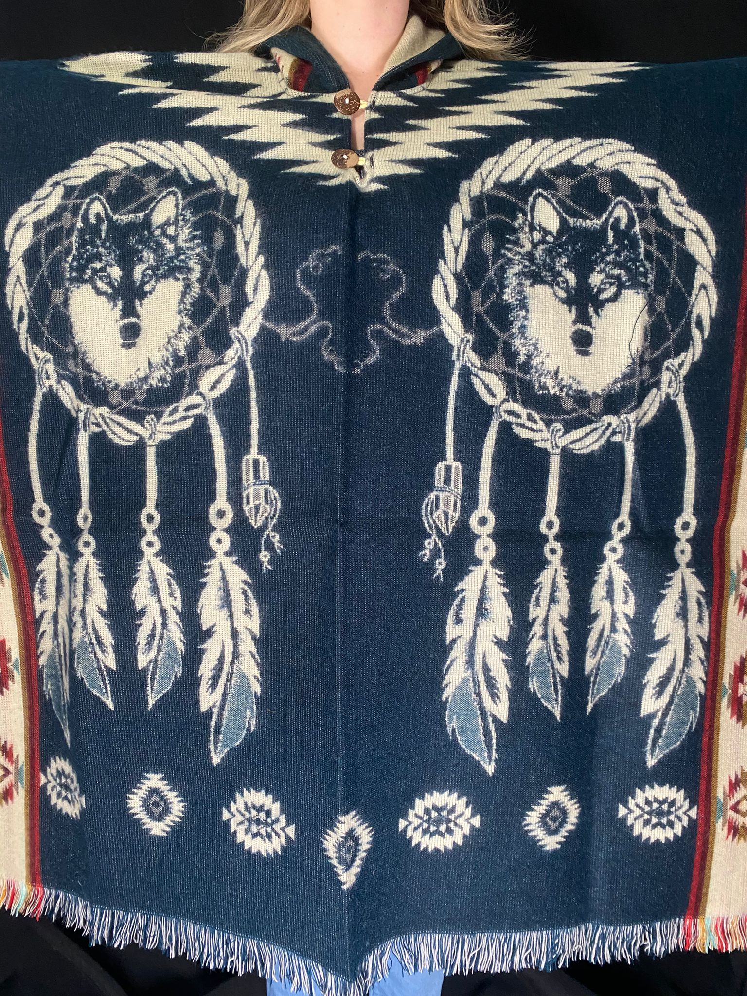 Poncho loup-aigle Otavalo-Ecuador