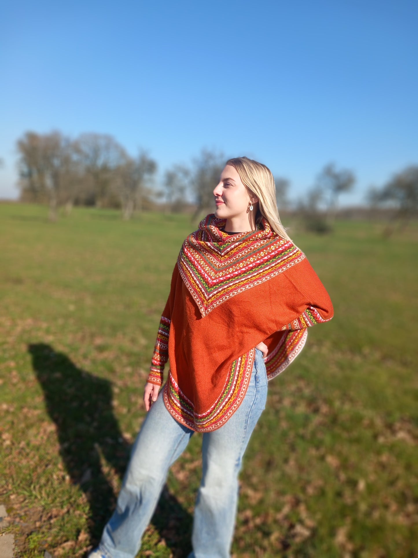 Poncho en Alpaga avec Manches