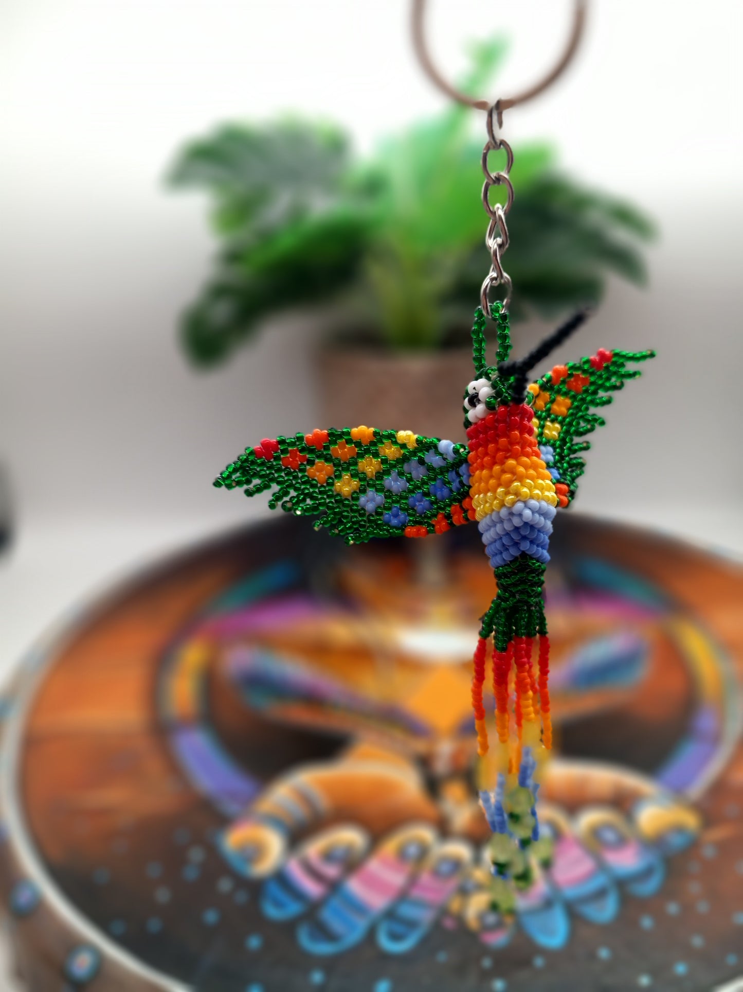 Colibri perlé / porte-clés ou ornement perlé à la main