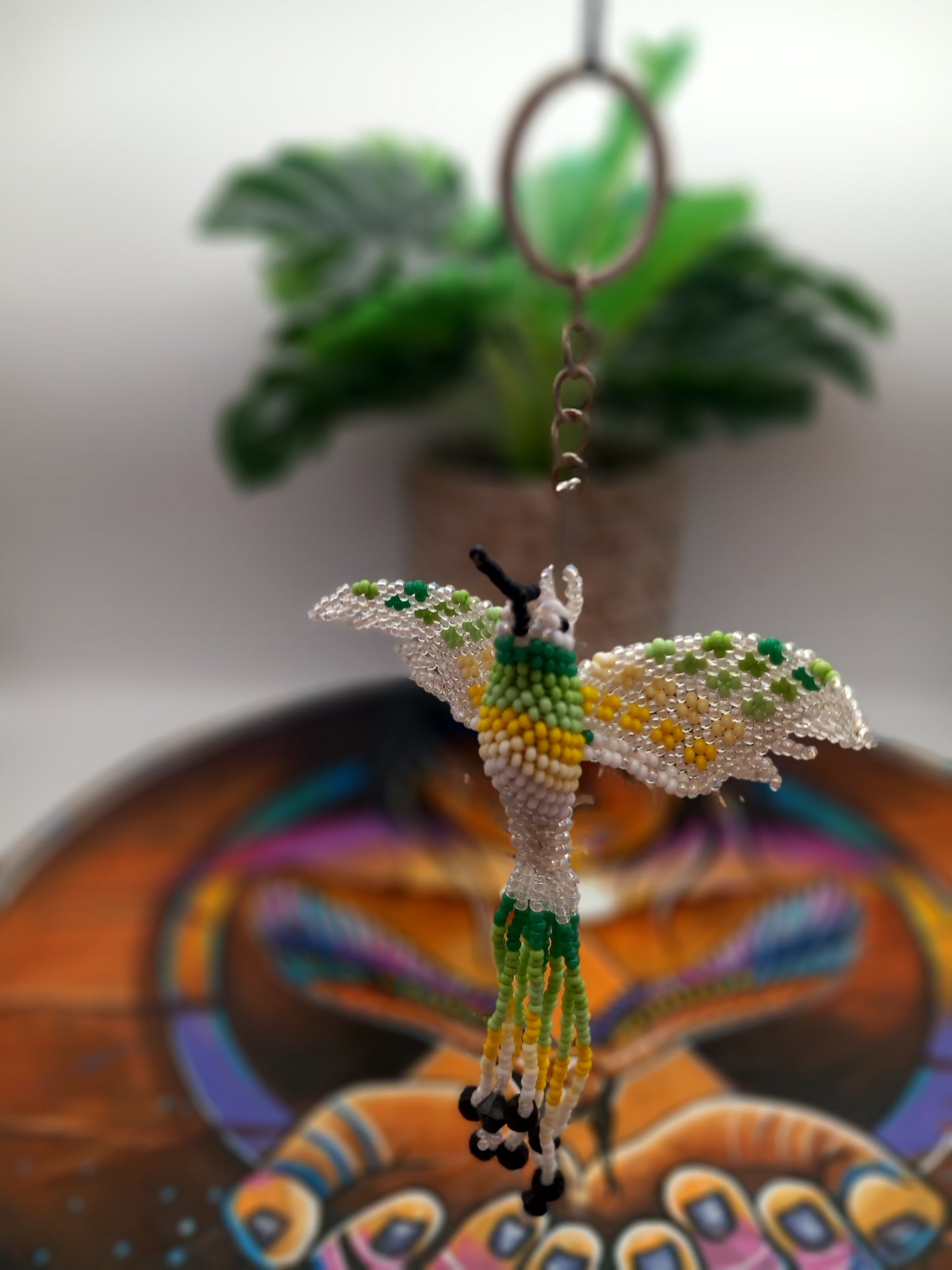 Colibri perlé / porte-clés ou ornement perlé à la main