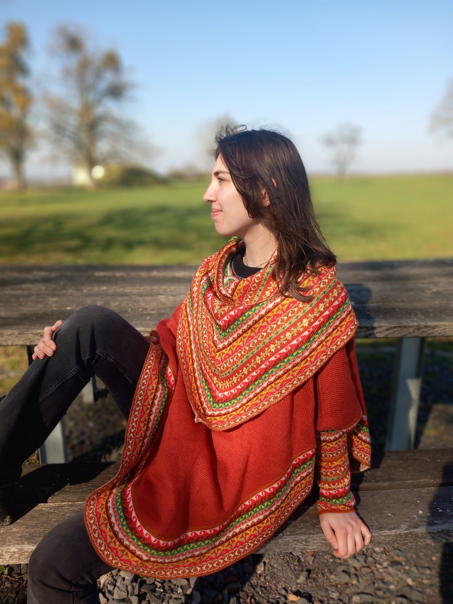 Poncho en Alpaga avec Manches