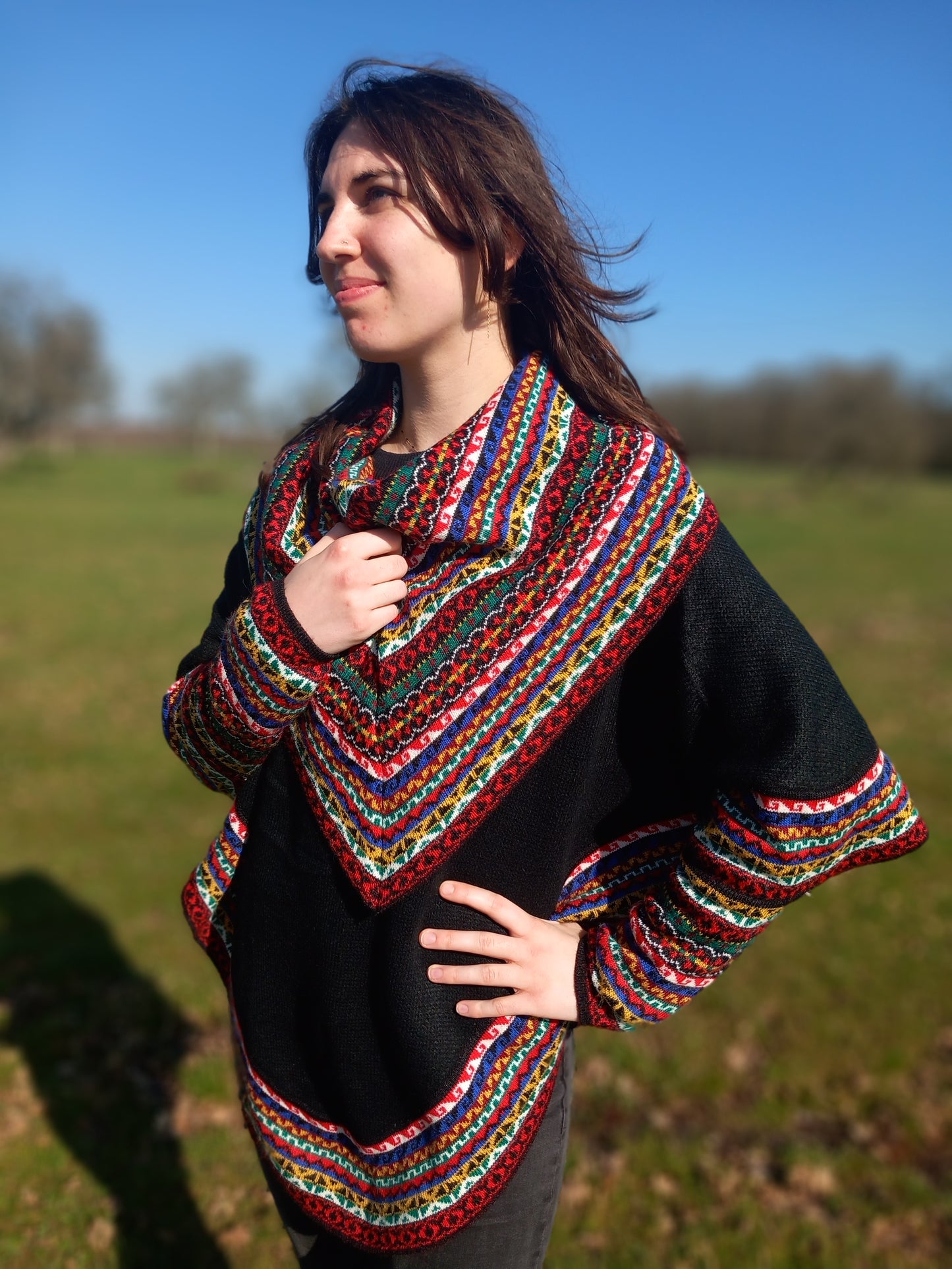 Poncho en Alpaga avec Manches
