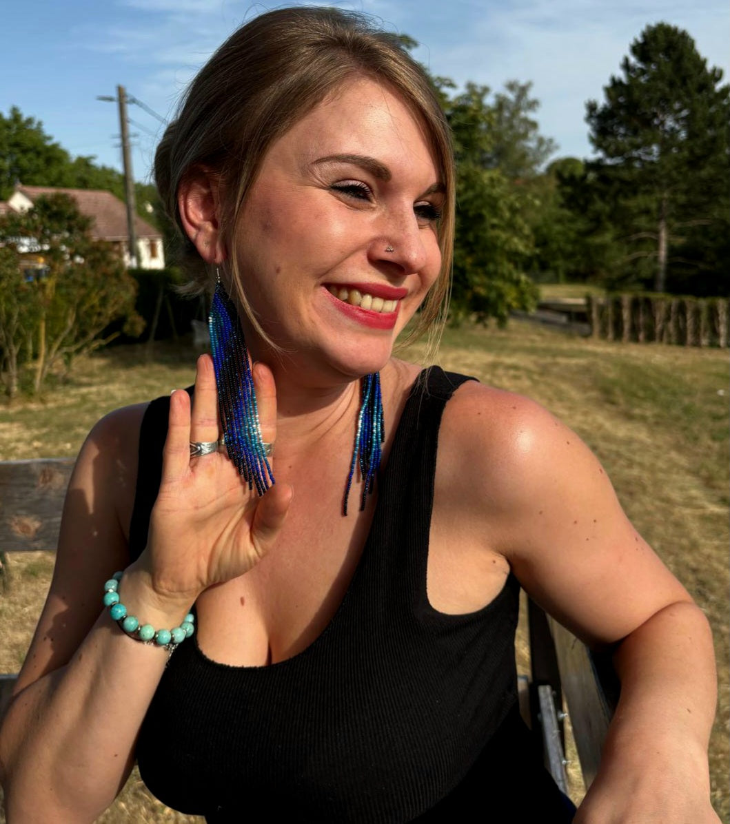 Boucle d'Oreille Dégradé en perle de rocaille - Made in Ecuador