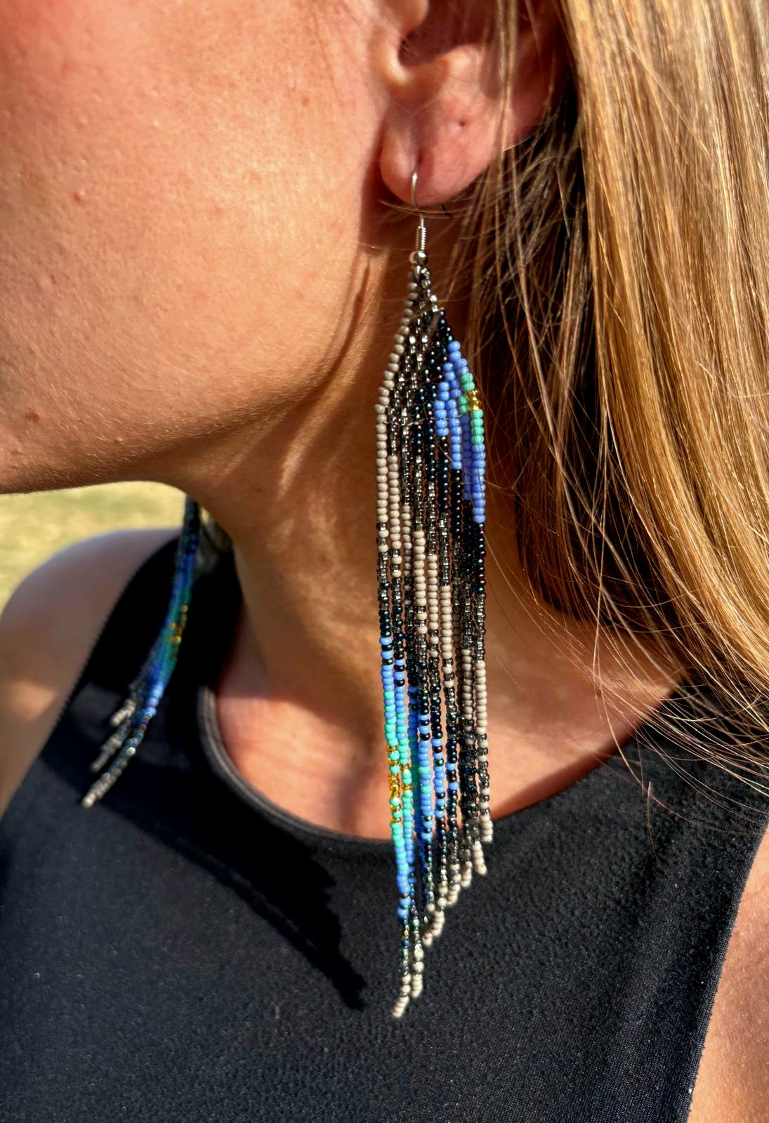 Boucle d'Oreille Dégradé en perle de rocaille - Made in Ecuador