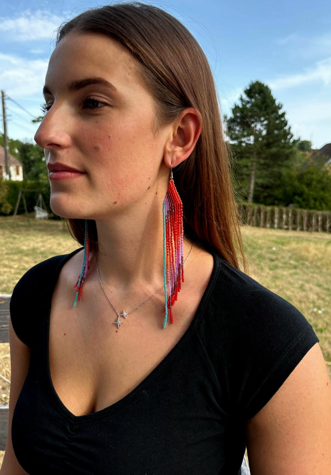 Boucle d'Oreille Dégradé en perle de rocaille - Made in Ecuador