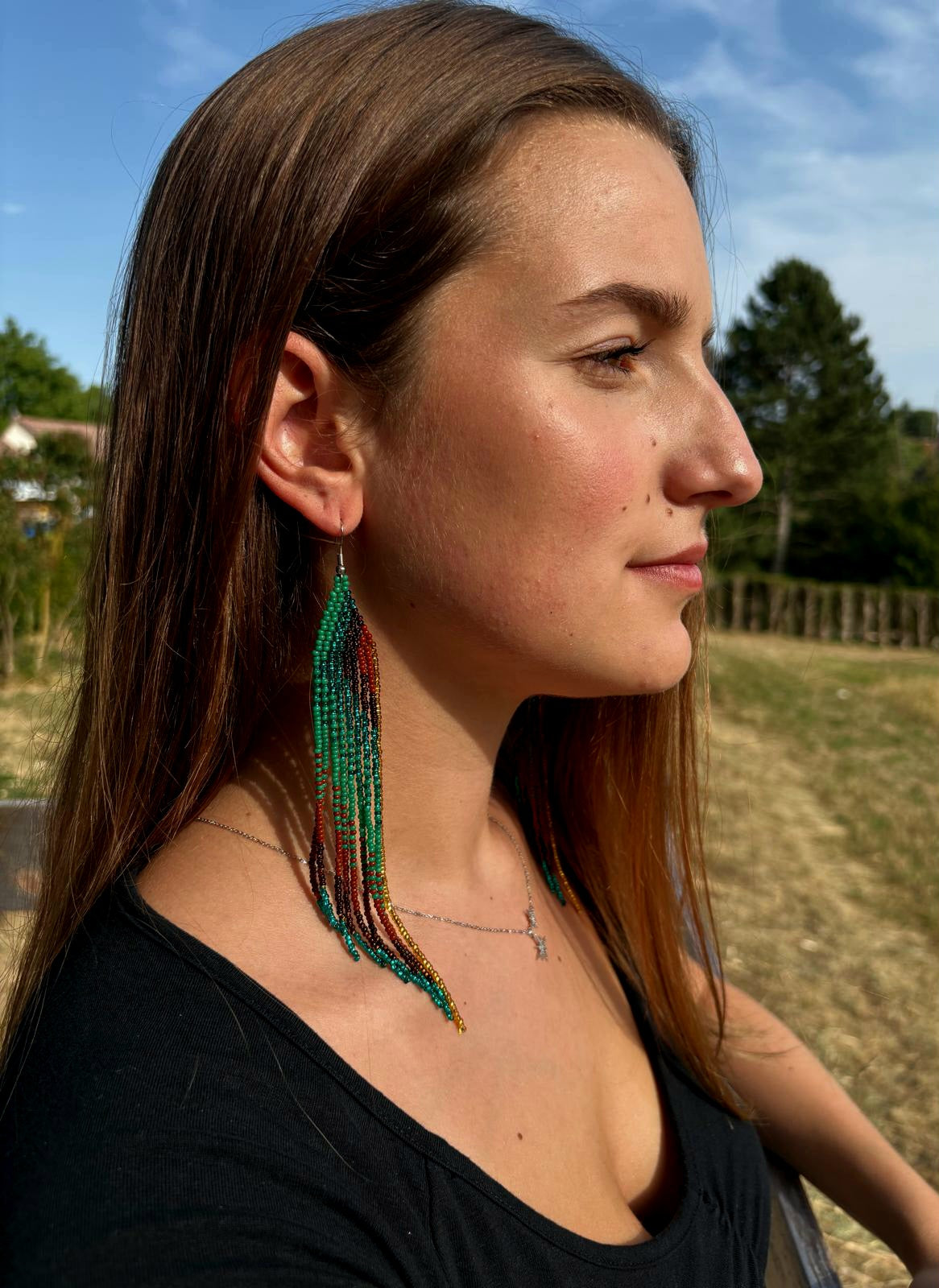Boucle d'Oreille Dégradé en perle de rocaille - Made in Ecuador