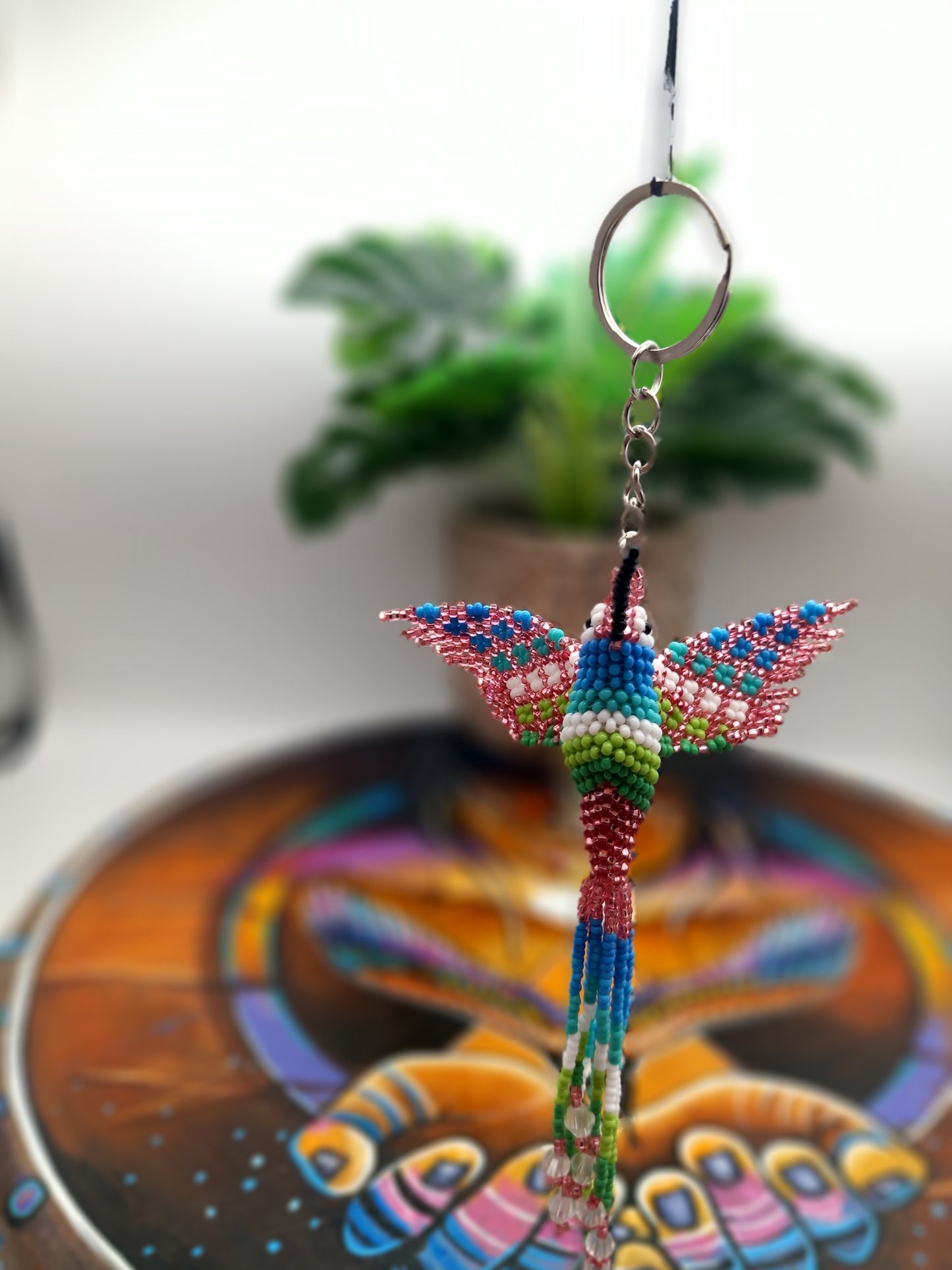 Colibri perlé / porte-clés ou ornement perlé à la main