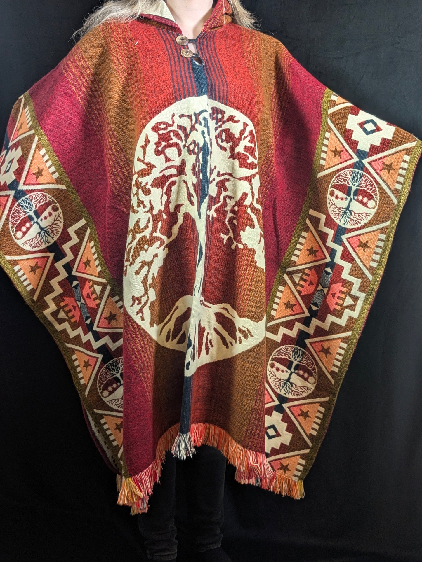 PONCHO ARBRE DE VIE ETHNIQUE
