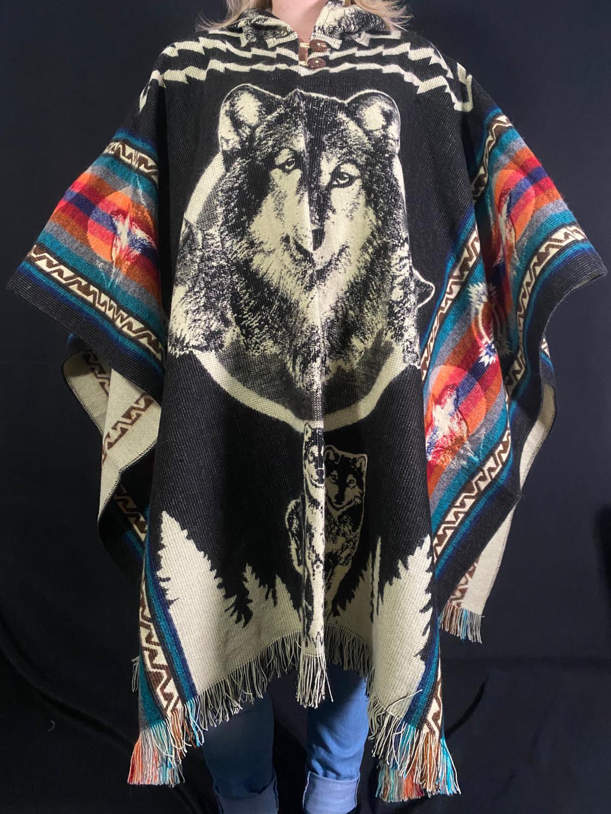 Poncho loup-aigle Otavalo-Ecuador