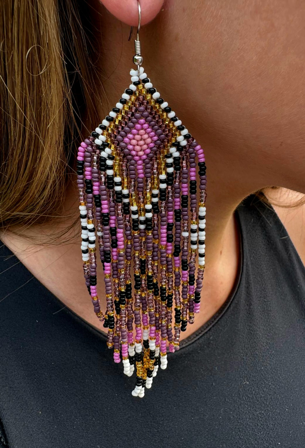 Boucle d'Oreille en perle de rocaille - modèle ethnique - Made in Ecuador
