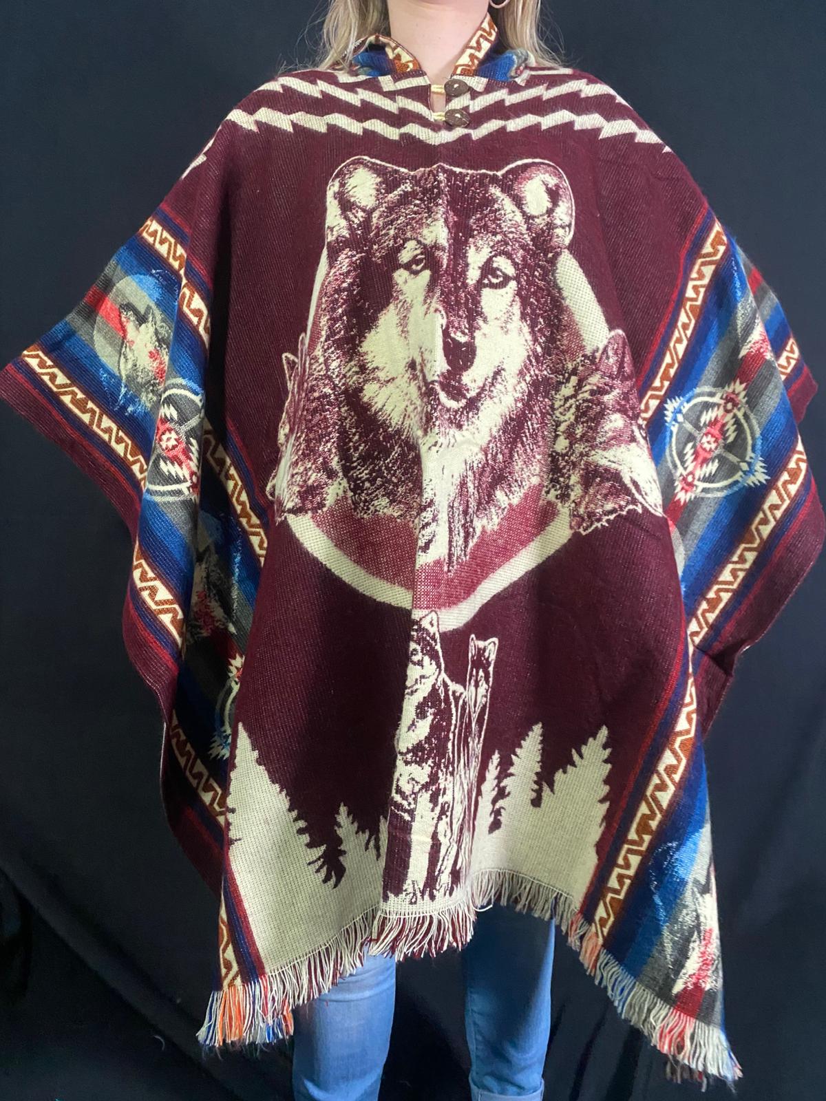 Poncho loup-aigle Otavalo-Ecuador