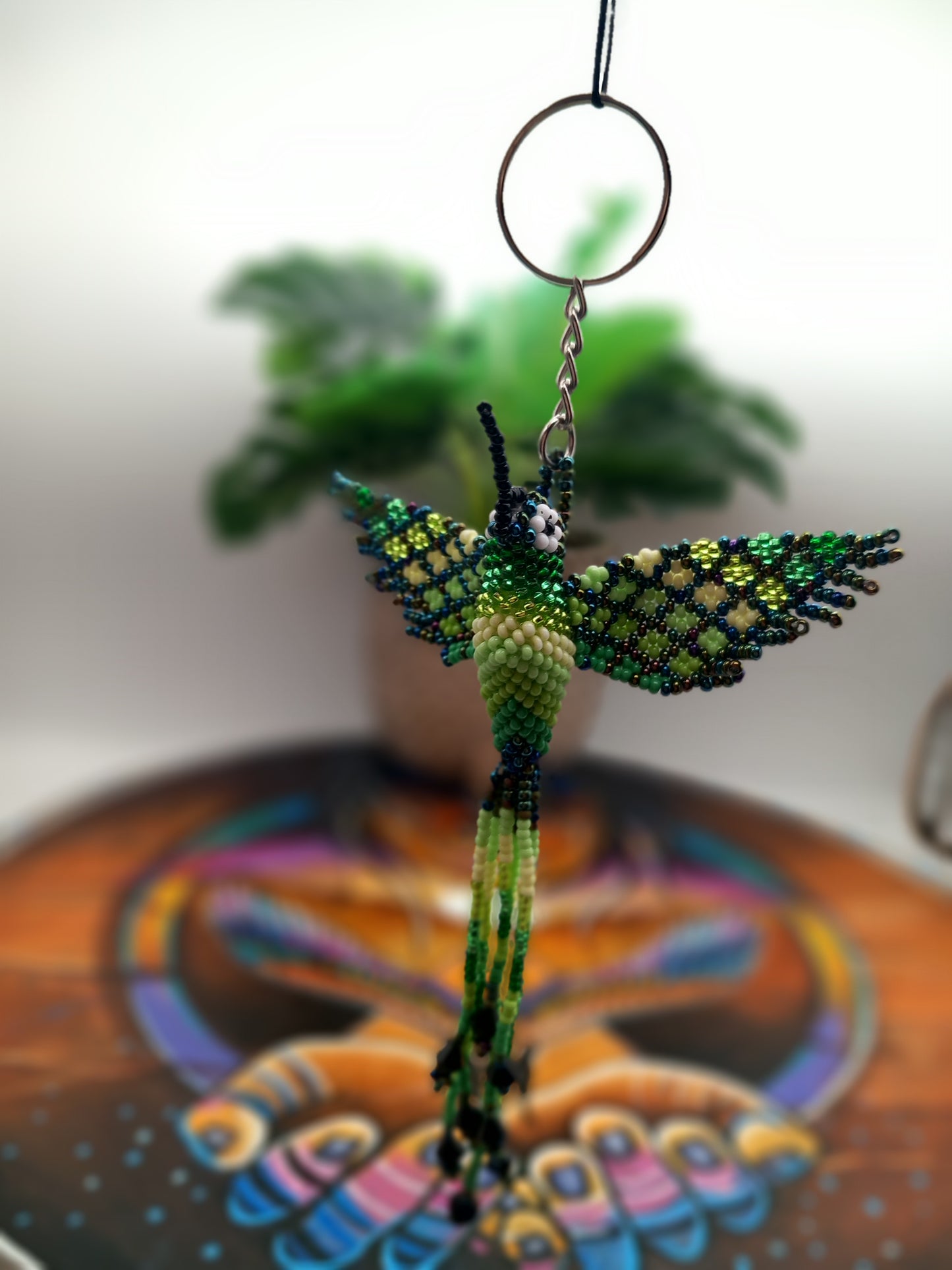 Colibri perlé / porte-clés ou ornement perlé à la main