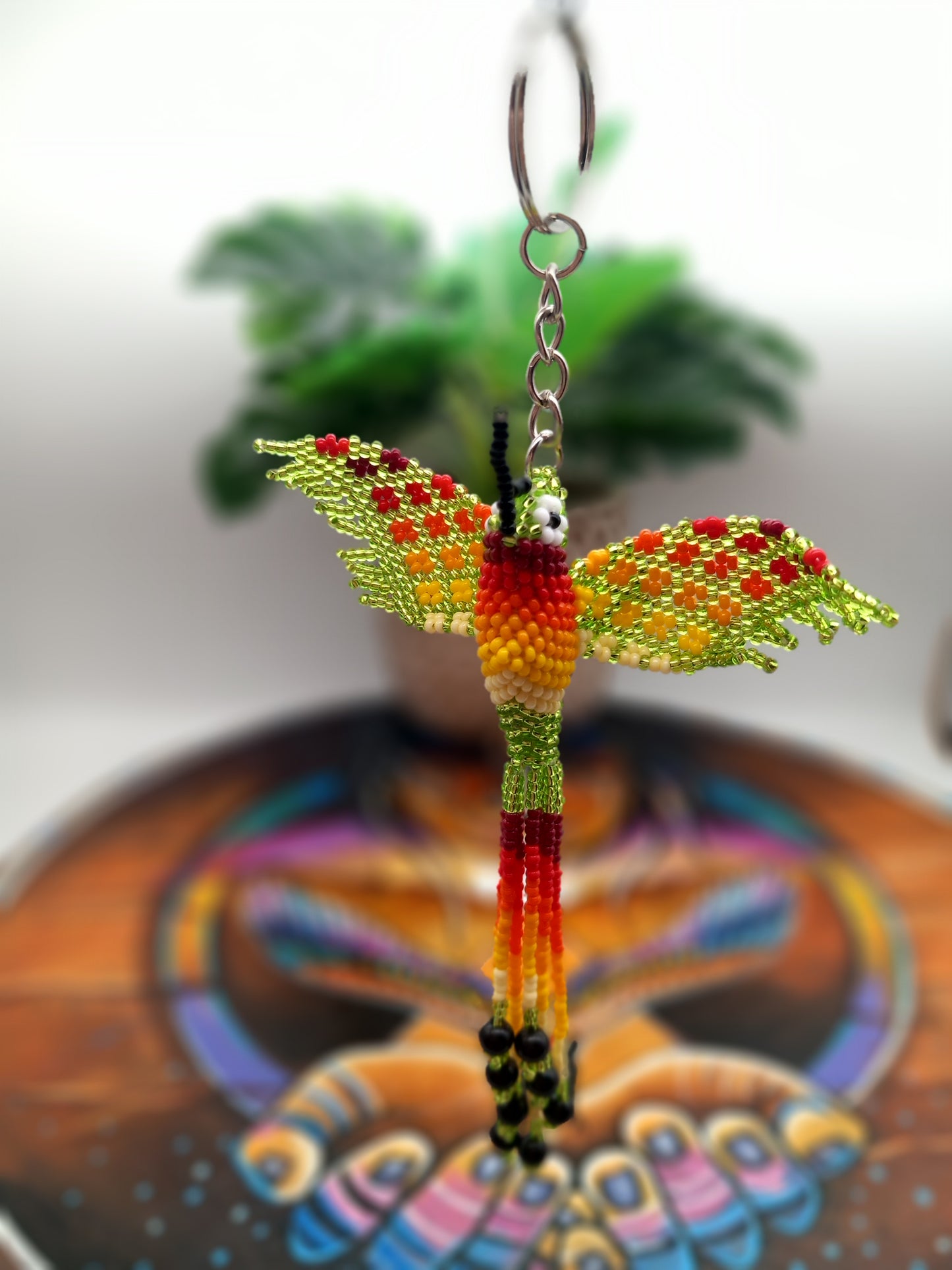 Colibri perlé / porte-clés ou ornement perlé à la main