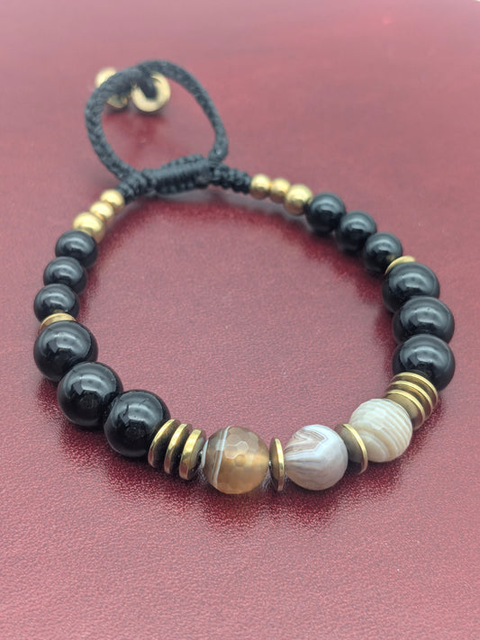 Bracelet Onix et Agate Botswana à Facettes