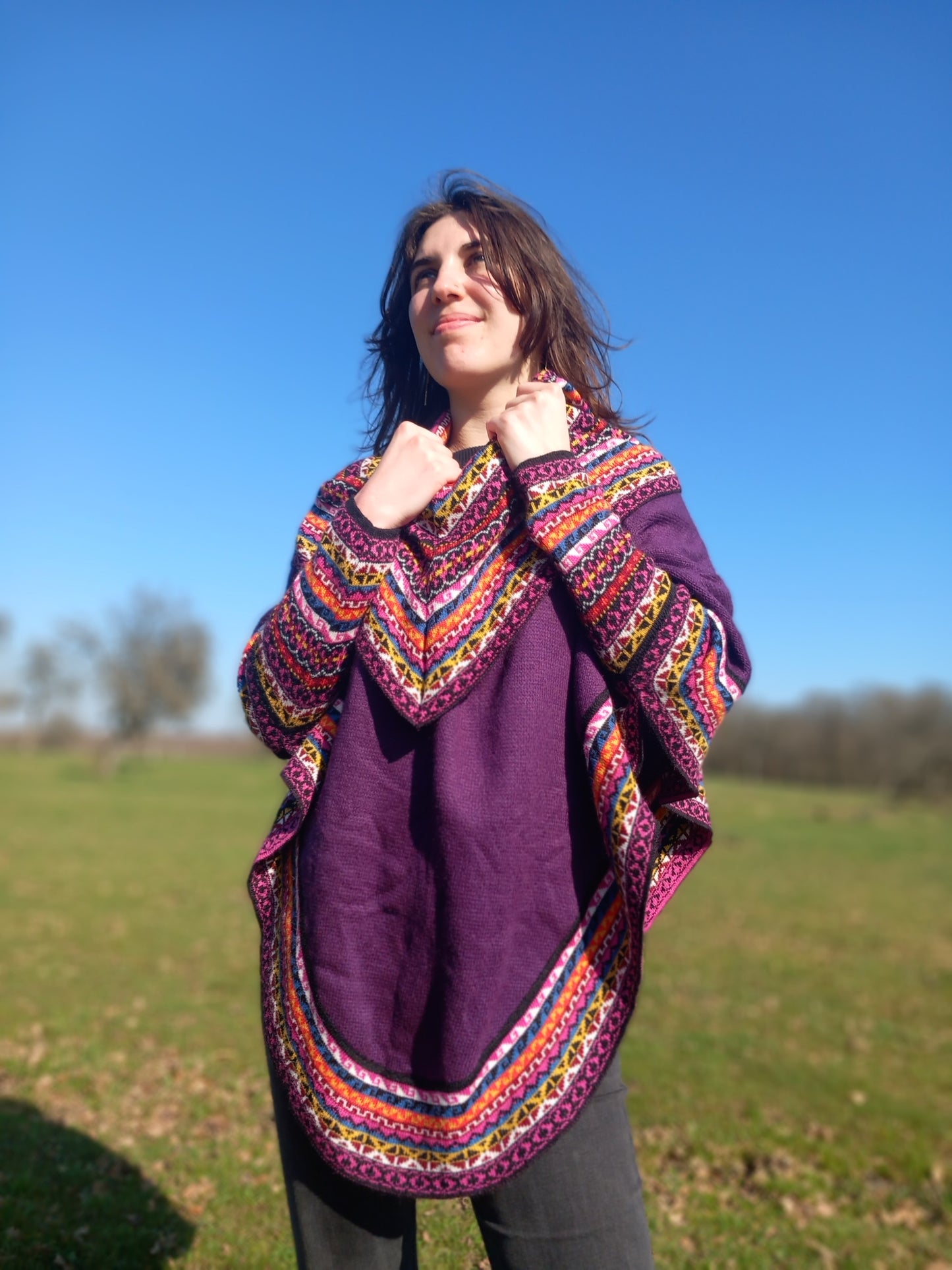Poncho en Alpaga avec Manches