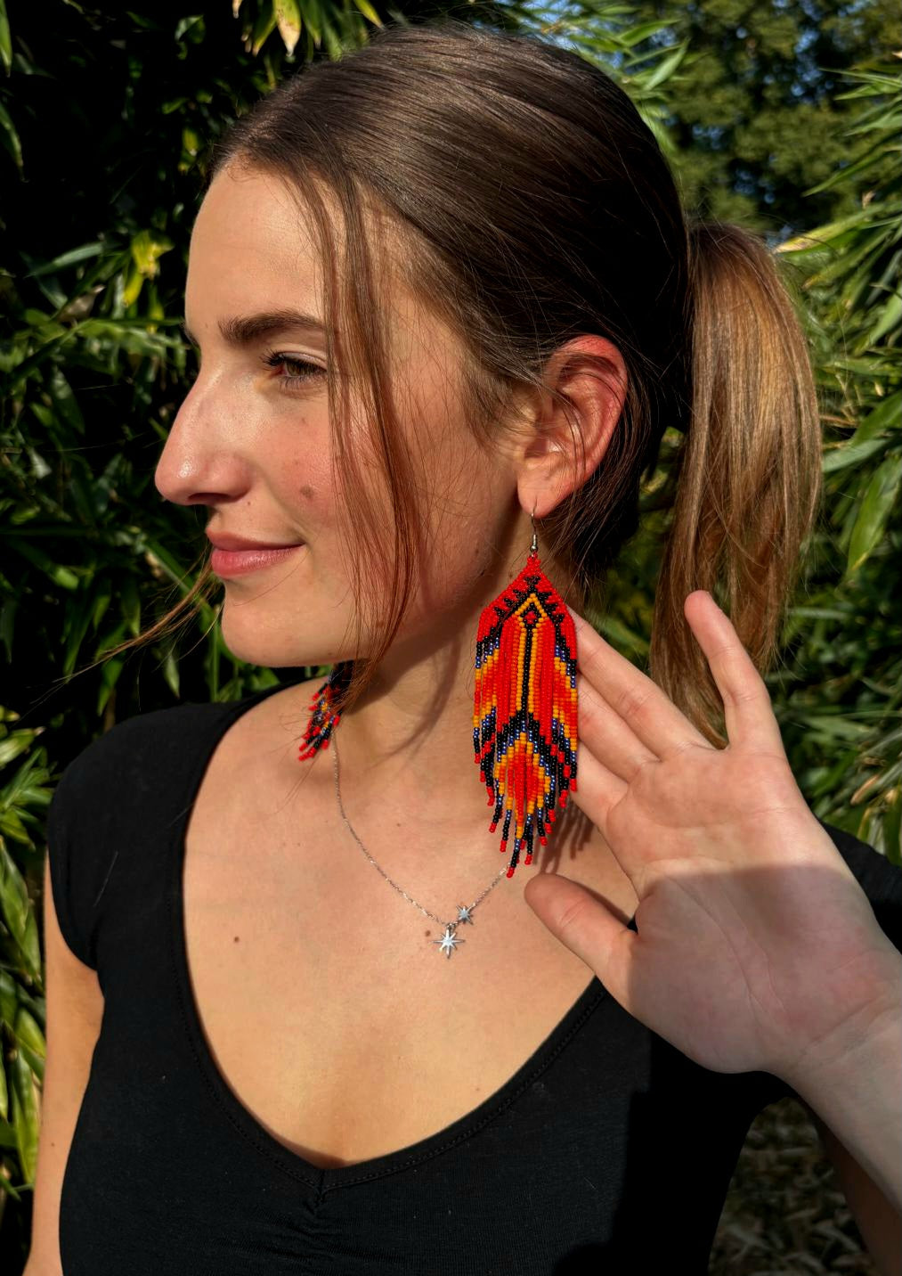 Boucle d'Oreille en perle de rocaille - modèle ethnique - Made in Ecuador