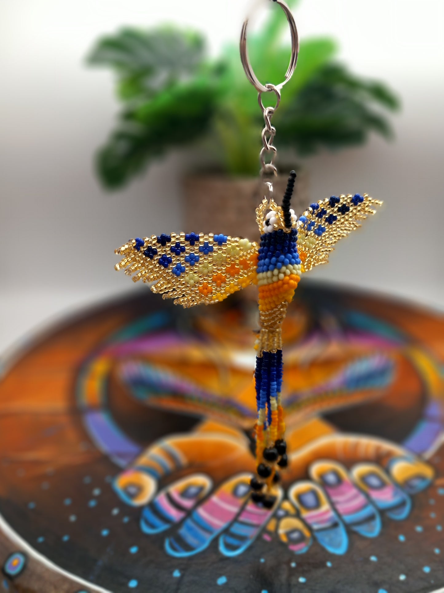 Colibri perlé / porte-clés ou ornement perlé à la main