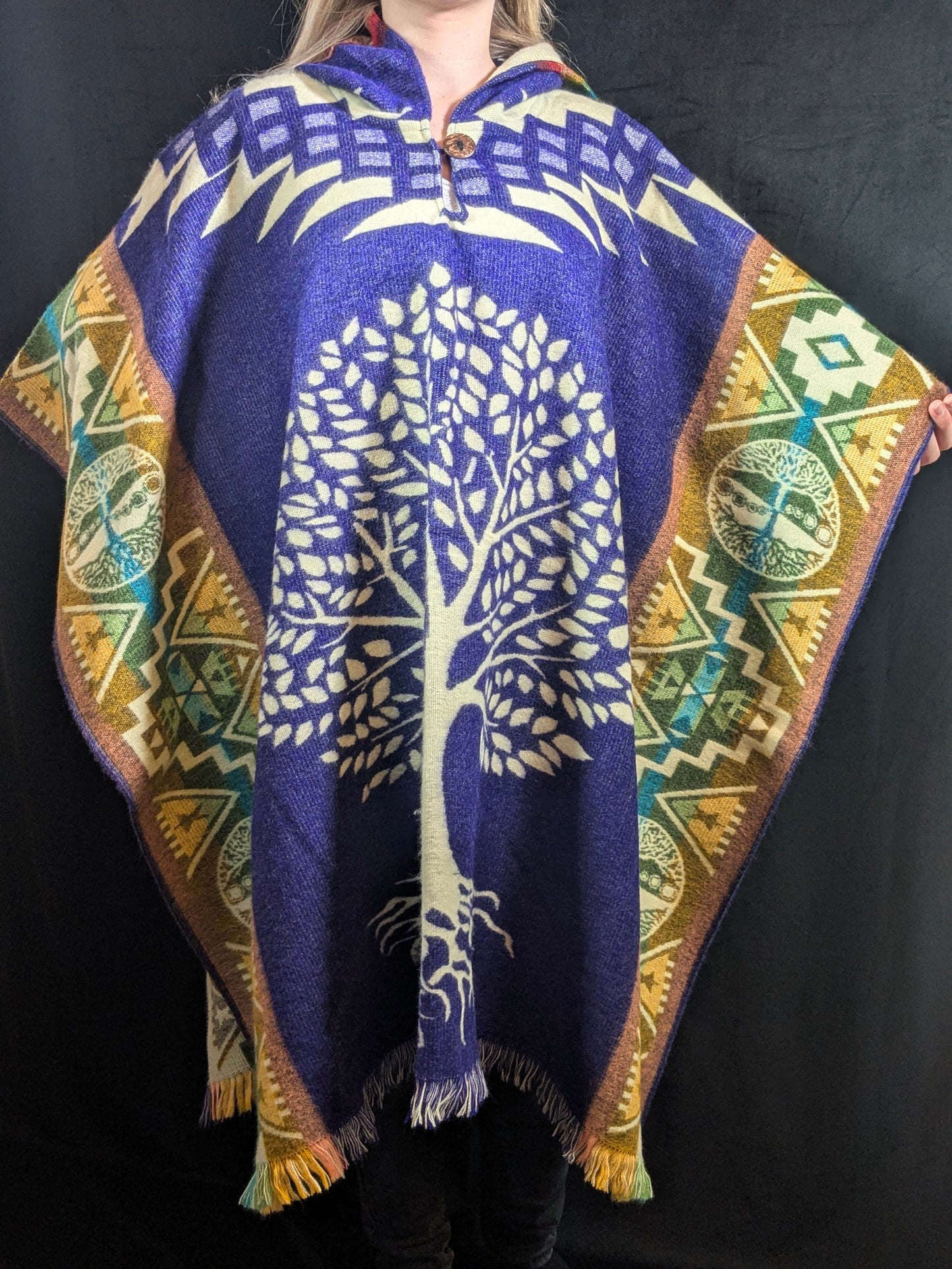 PONCHO ARBRE DE VIE ETHNIQUE