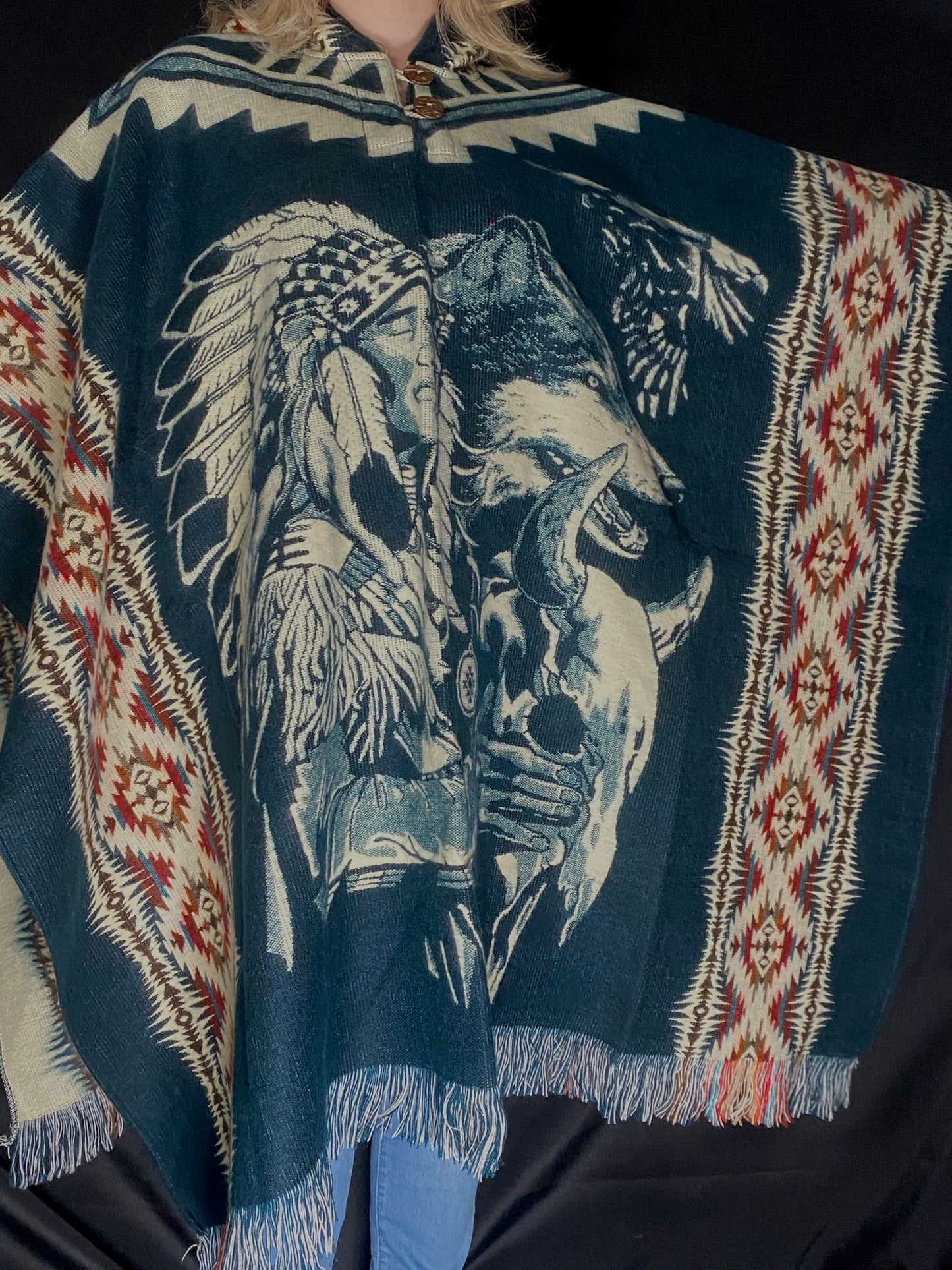 Poncho loup-aigle Otavalo-Ecuador